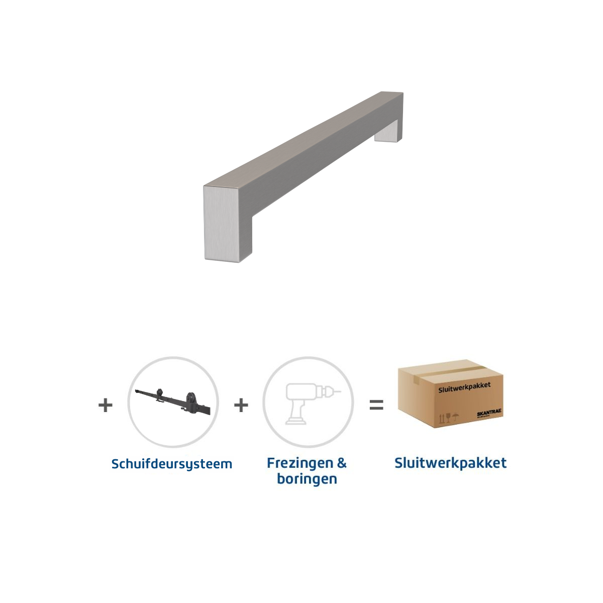 Sluitwerkpakketten met Deurgreep 16x300 Squared RVS